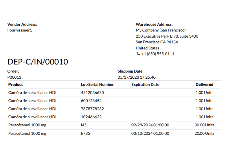 Achat articles suivi