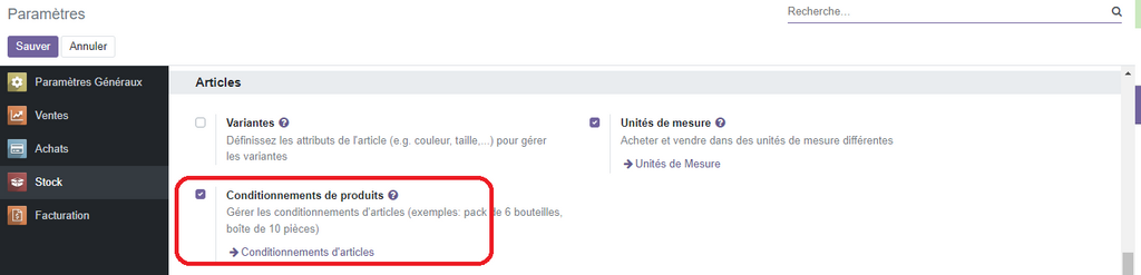 Conditionnement des prduits
