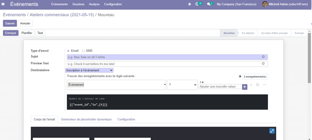 Contacter participants d'un évènement