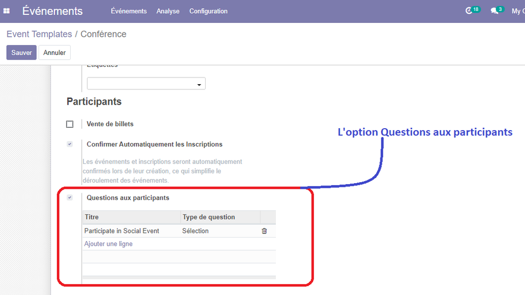 Question d'un évenement 