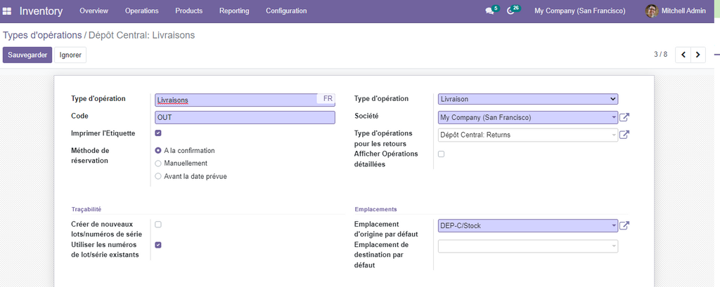 Opérations de stock Livraison