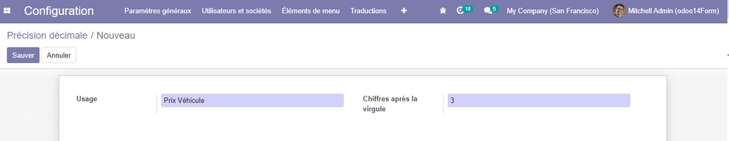 Précision décimale Odoo