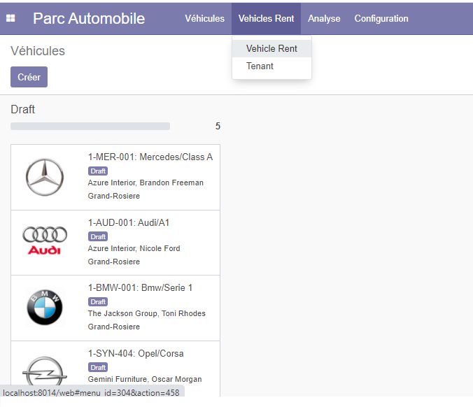 Application rent car installée