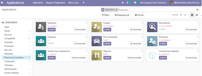 Applications RH odoo