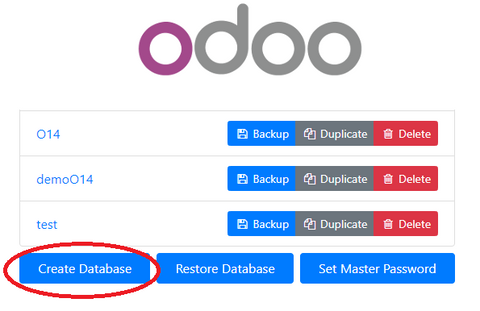 Création d'une base de donnée Odoo