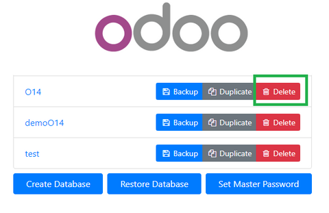 Supression d'une base de donnée Odoo