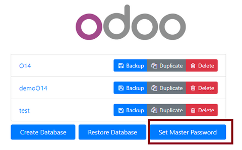 Définir le MasterPAssword Odoo